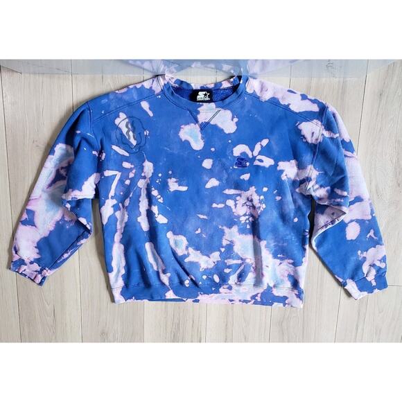 VTG Starter Crewneck Sweatshirt XL TieDye Purple Blue 90s USA Made Rare Pullover - Picture 1 of 5